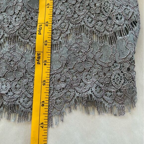 Alex Evenings Dress Size 12 Silver 2 PC Midi Lace Sparkle Sheath Jacket - Picture 15 of 16